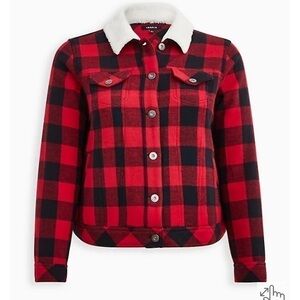 Torrid plaid Sherpa collar trucker jacket
